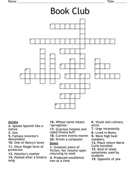 topic for a book club word hike|Topic for a book club Crossword Clue .